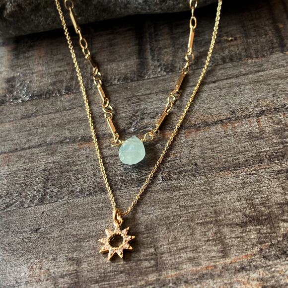 NEW FP x Luna Norte Aquamarine Layering Necklace Set - Picture 5 of 10